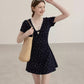Casual Short Sleeve Floral Dress with Elastic Waist R9169