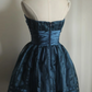 Navy blue strapless fitted waist short ball gown R6765