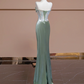 Olive green strapless waist-cinching sexy long ball gown R8334