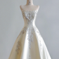 Light champagne color strapless fitted A-line long ball gown/bridal dress R8191
