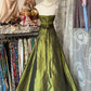Dark green strapless A-line long ball gown R6326