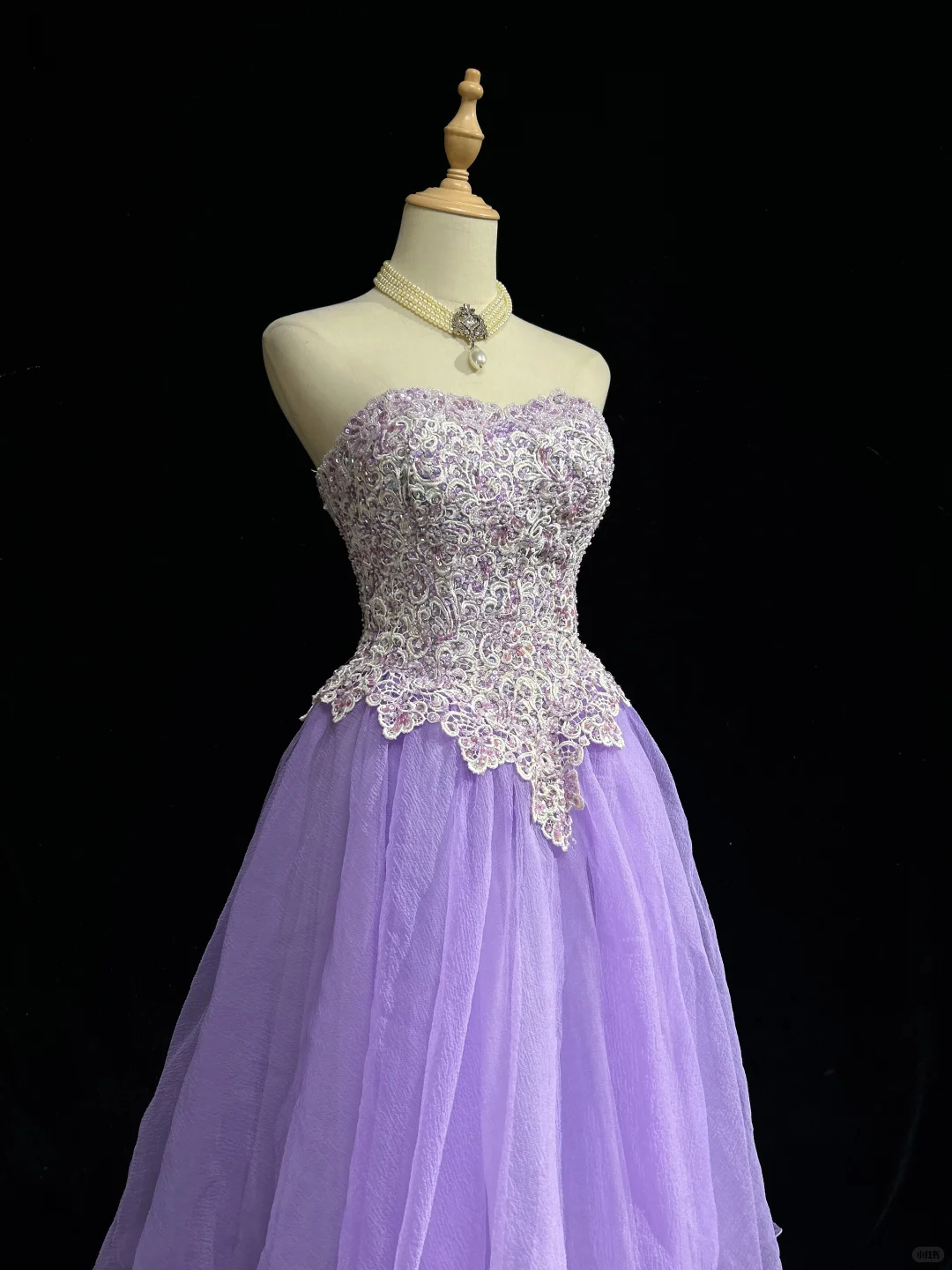 Elegant tube top embroidered top purple A-line tulle skirt homecoming dress R4954