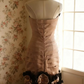 Champagne pink strapless fitted waist slim-fitting three-dimensional floral sexy short ball gown R6726