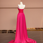 Rose pink strapless fitted long elegant ball gown, bridal dress R8421