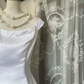 White satin slim waist elegant A-line maxi ball gown R6167