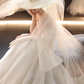 White strapless slim waist sexy satin long dress bridal gown R6027