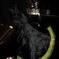 Black strapless fitted waist slim-fitting ball gown with yellow skirt R7005