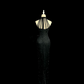 Black halter-neck, fitted waist, and bodycon sexy ball gown R6606