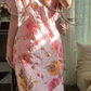 Pink halter-neck ruffled neckline, fitted waist, sexy prom dress R7752
