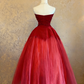 Red strapless fitted waist ball gown/bridal dress R7218