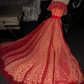 Red round neck sleeveless fitted waist long elegant ball gown/bridal dress R8762