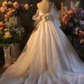 White off-the-shoulder fitted waist ball gown/bridal dress R7258