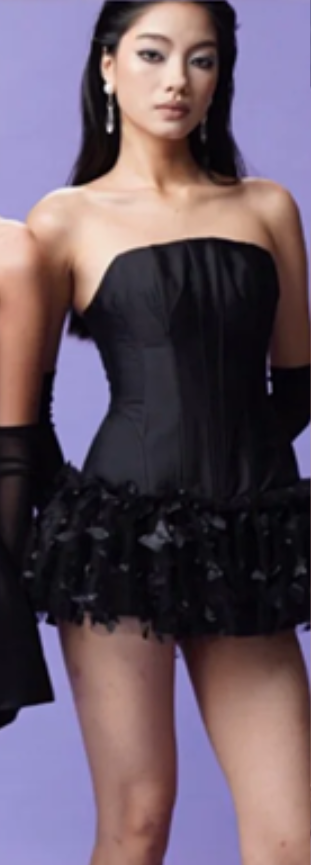 Black tube top waist romantic sexy three-dimensional flower tutu skirt homecoming dress R4707