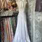 White halterneck satin waist slim mermaid maxi ball gown R6207