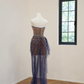 Blue strapless rhinestone-embellished fitted long sexy ball gown R8477