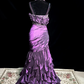 Purple halter-neck, fitted, sexy bodycon long ball gown R8669