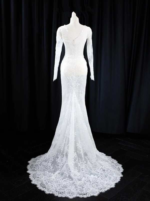 White square neckline, fitted waist, bodycon, sexy long ball gown/bridal dress R8942