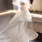 White strapless slim waist sexy satin long dress bridal gown R6027
