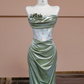 Olive green strapless waist-cinching sexy long ball gown R8334