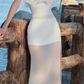 White ruffled neckline one shoulder waist slim sexy mid-length skirt homecoming dress R4586