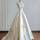 Light champagne color strapless fitted A-line long ball gown/bridal dress R8191