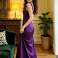 Purple sexy fitted long ball gown R8609
