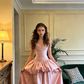 Light pink strapless fitted waist long elegant ball gown, bridal dress R8578