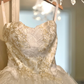 White suspenders, slim waist, embroidery, exquisite swing skirt, mid-length skirt, homecoming dress R4344