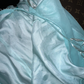 Light blue strapless satin long ball gown R6925