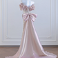 Light pink off-the-shoulder neckline with silver sequins, fitted waist, bodycon silhouette, sexy long ball gown R8276