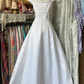 White satin slim waist elegant A-line maxi ball gown R6167