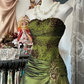 Dark green strapless A-line long ball gown R6326