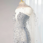 Gray strapless fitted long ball gown R9002