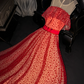 Red round neck sleeveless fitted waist long elegant ball gown/bridal dress R8762