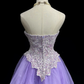 Elegant tube top embroidered top purple A-line tulle skirt homecoming dress R4954