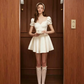 Balletcore Puff Sleeve Corset Mini Dress with Sweetheart Neck R9154