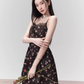 Black Floral Print Cami Dress Women With Lace Trim And Bow Detail R9449
