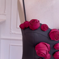 Black suspender skirt with red three-dimensional rose design, slim waist A-line skirt, homecoming dress R5035