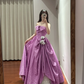 Pinkish-purple strapless, fitted waist, full skirt, long ball gown R8851