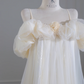 Light apricot halter-neck off-the-shoulder long ball gown R8246