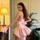Light pink strapless fitted waist long elegant ball gown, bridal dress R8578