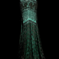 Sexy long ball gown with green halter neck and fitted waist, featuring lace details R6686