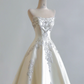 Light champagne color strapless fitted A-line long ball gown/bridal dress R8191