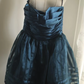 Navy blue strapless fitted waist short ball gown R6765