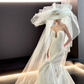 White strapless slim waist sexy satin long dress bridal gown R6027