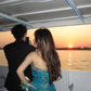 Lake blue tube top slim waist pleated hip sexy long skirt ball gown, bridal gown R6065