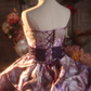 Purple Vintage Floral Strapless Waist-Cinched Puff-Skirt Ball Gown & Bridal Gown R7367