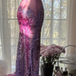 Purple one-shoulder sexy fitted waist bodycon long ball gown R7721