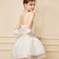 SainteYunne Swan Mirror White Tulle Mini Dress Pearl Embellished Corset Formal Cocktail Party Gown R9207