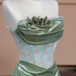 Olive green strapless waist-cinching sexy long ball gown R8334